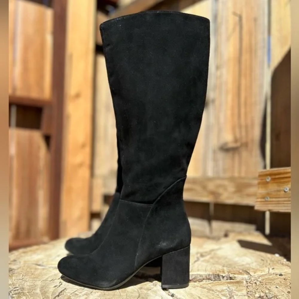 INC Womans Radella Black Suede boots (Wide Calf)